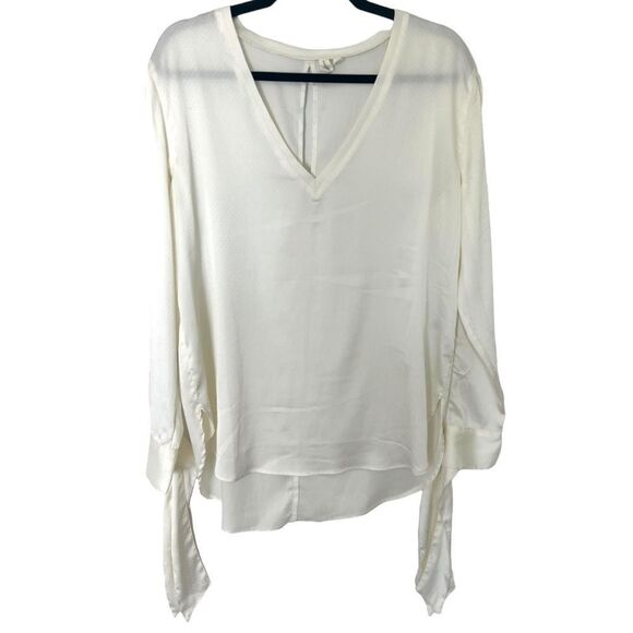 Ivory Business Casual Tie Sleeve Blouse - Picture 1 of 10